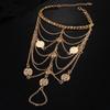 European and American foot jewelry, multi-layer metal chain anklet, personalized retro coin set, spot anklet exaggerated
