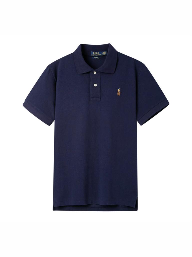 Pánské letní polo tričko s krátkým rukávem, vyšívané, texturovaná bavlna, golfové tričko