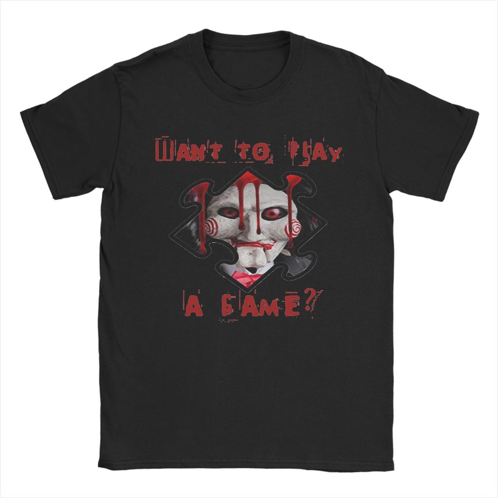 Casual Vintage Saw Movie  T-Shirt Men's Crewneck Short Sleeve Clothes Halloween  Cotton Summer Top Tee