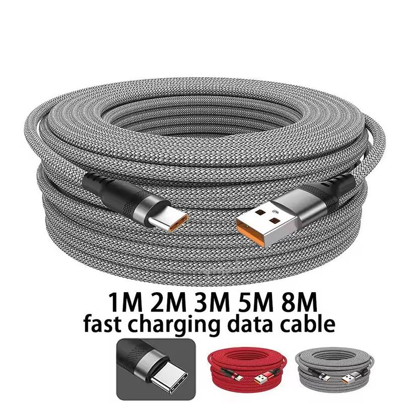 USB Type C To USB C Cable 6A PD Fast Charging Charger Wire Cord For Macbook Xiaomi Samsung Charge Type-C USBC Cable 1M-8M