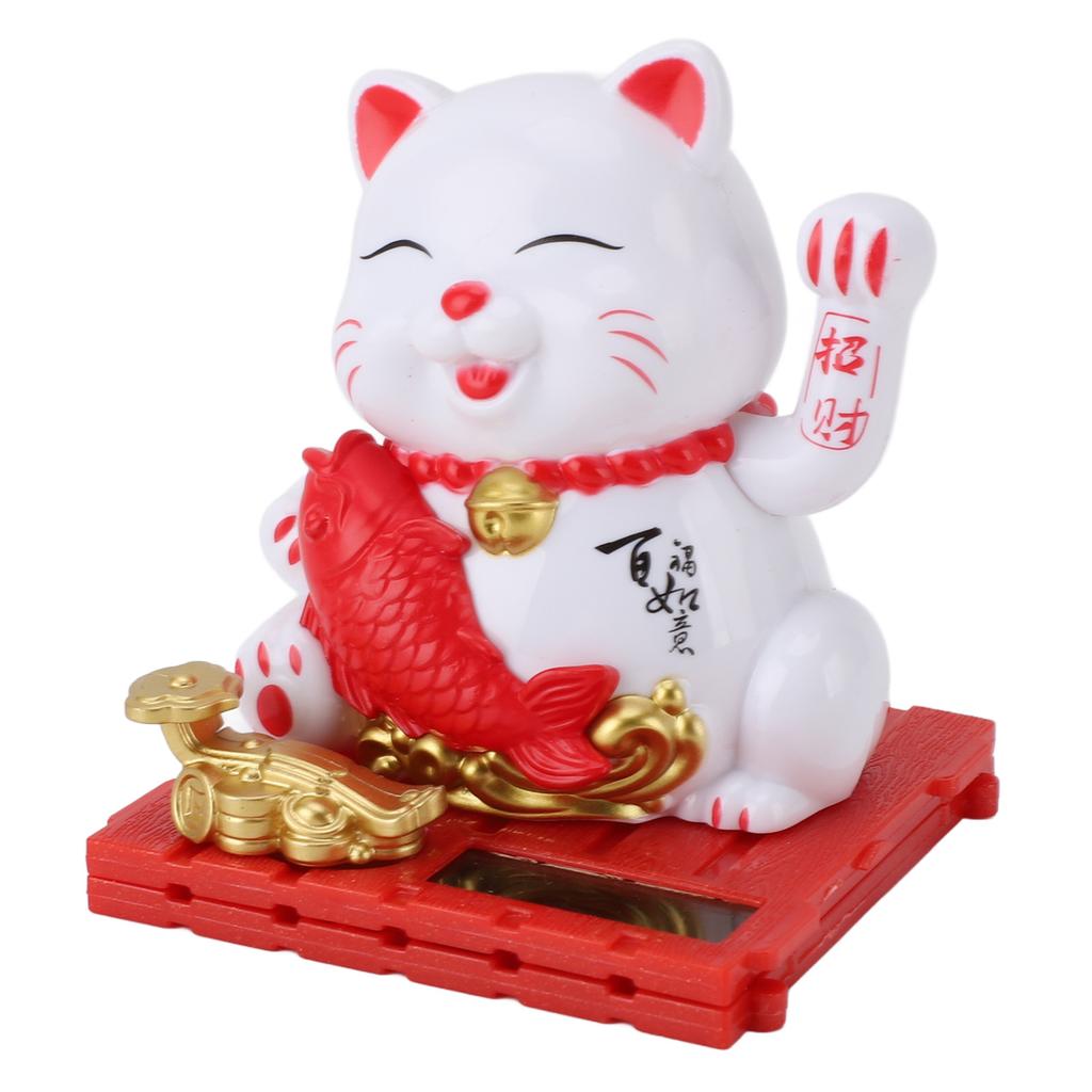 Solar Waving Cat Innovative Cute Solar   Cat Solar Powered Fortune Cat with Transparent Cover for Car Dashboard Cashier Desk Store