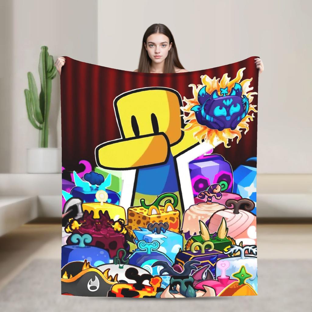 Warm Blanket Travel B-Blox Kitsune Fruits Throw Blanket  Flannel Bedspread For Outdoor Graphic Sofa Bed Cover