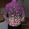 Chemise pour homme à col Base violette Imprimé floral mélangé coloré Manches longues Boutonnée Haut