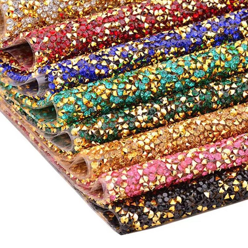 VC 20*24cm *40 Self-Adhesive Glass 3D Eco-Friendly Rhinestone Flatback 14 Facets Strip Sticker DIY Accessories Phone