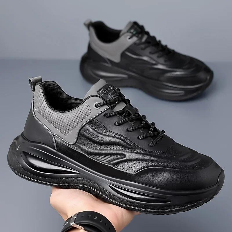 Fashion Casual Sports Platofrm Sneakers for Men Spring Autumn Cow Leather Designer Shoes Man Fashion Korean Zapatos De Hombre