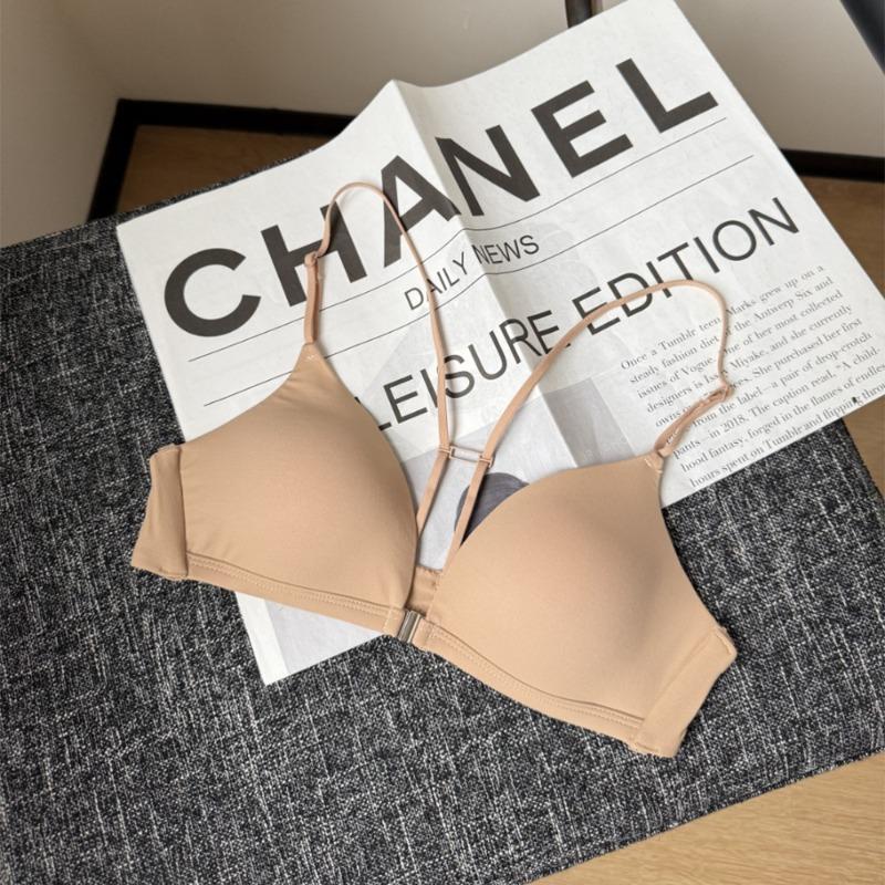 

ront buckle beautiful back triangle cup underwear women s small breasts gather thin no steel ring not empty cup beautiful back seamless French bra l (for 36abc) хакі