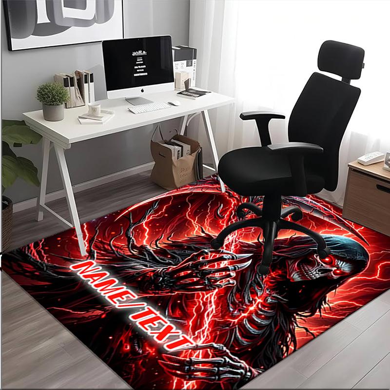 1PC Custom Name "Dark Reaper's Strike" Theme Floor Mat Ideal for Living Room, Game Rooms, Office, Bedroom,Floor Mat Playful Design
