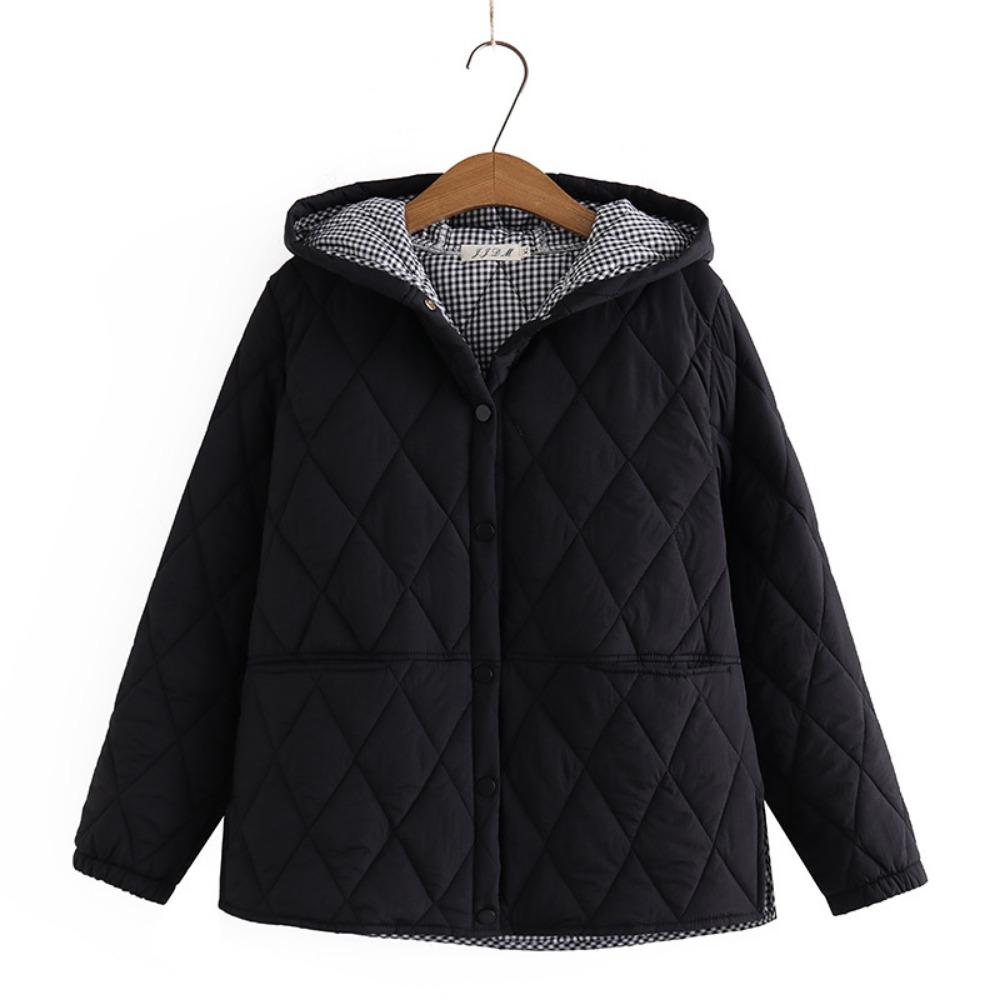 Autumn Winter Plus Size Parkas Women Clothing Loose Fit Padded Jacket Fashion Hooded  Split Thin Cotton Coat