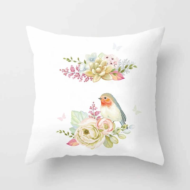 Birds and Flowers Decorative Pillowcases Living Room Office Home Pillowcases Car Ornaments