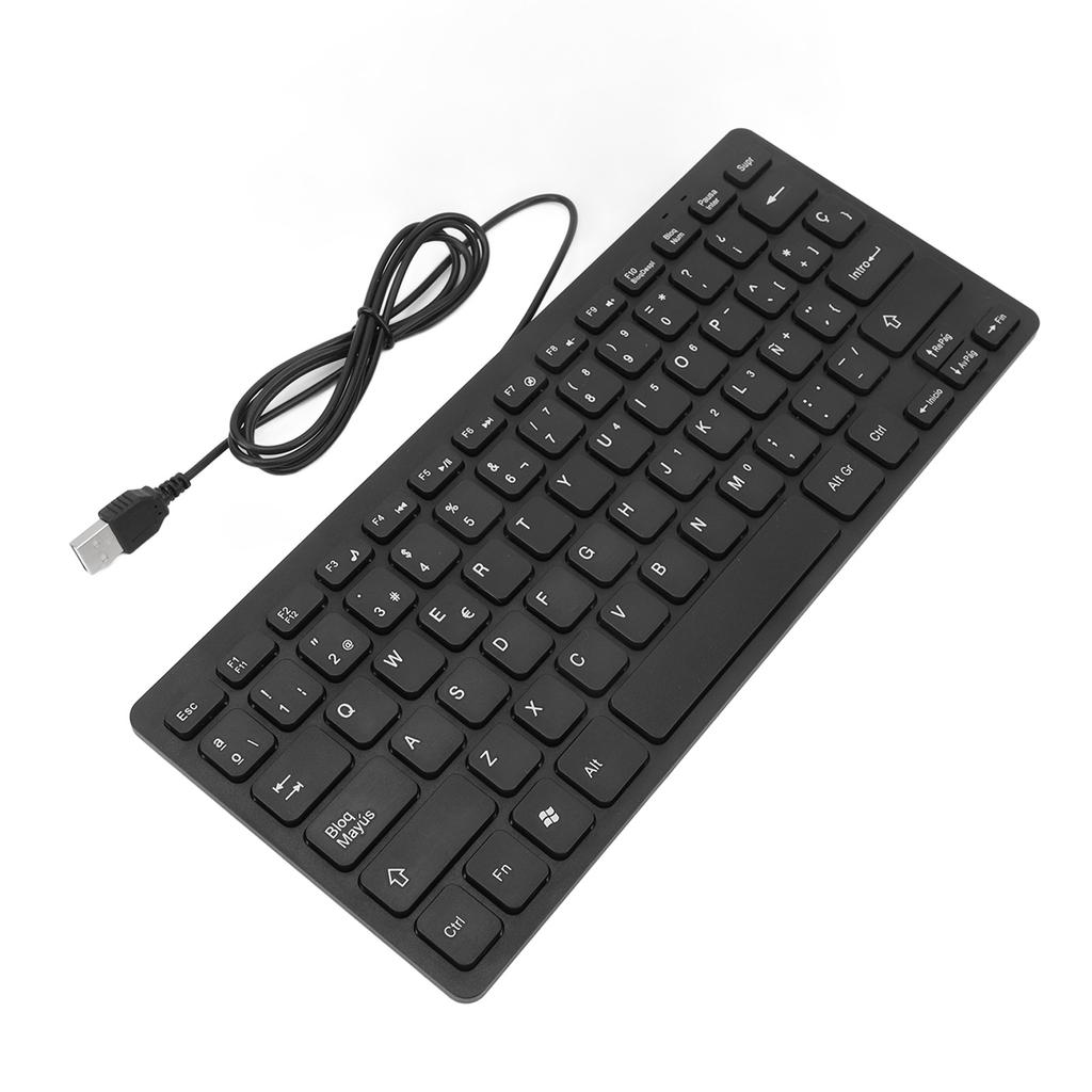 78 Keys Language Ultra Thin Keyboard Plug and Play Splash Proof USB Wired Compact Keyboard for English Bilingual Users