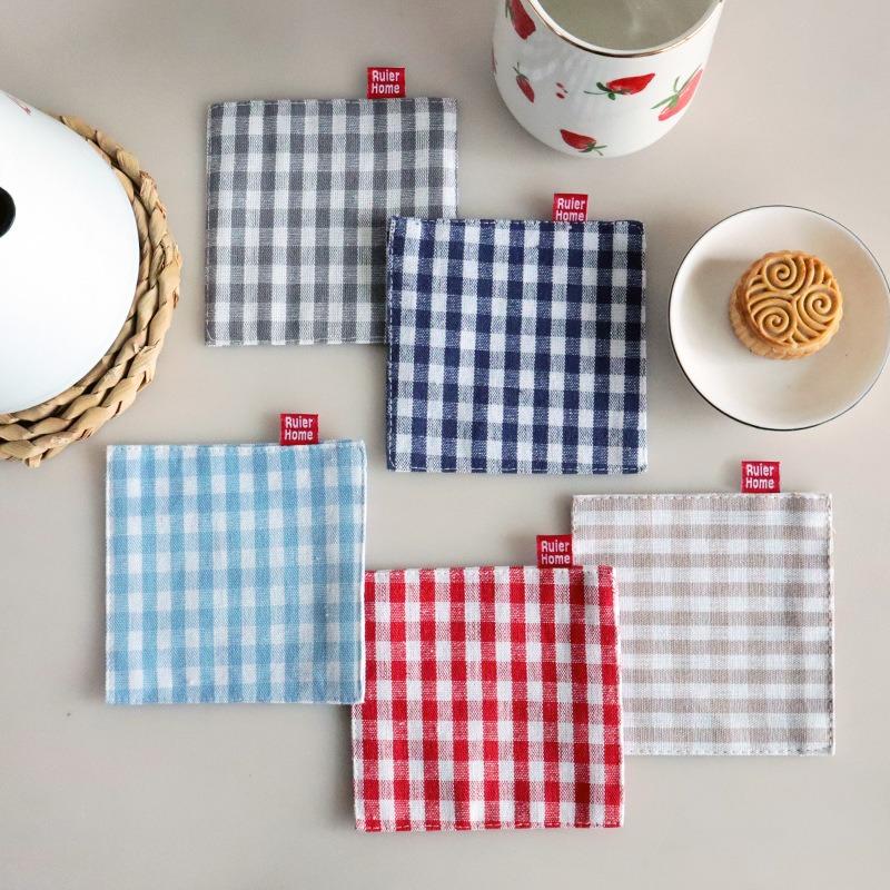 Fabric Coaster Tea Towels Double Cloth Placemat Pure Cotton Insulation Pad Mug Pad Kitchen Table Decor Kitchen Accessories