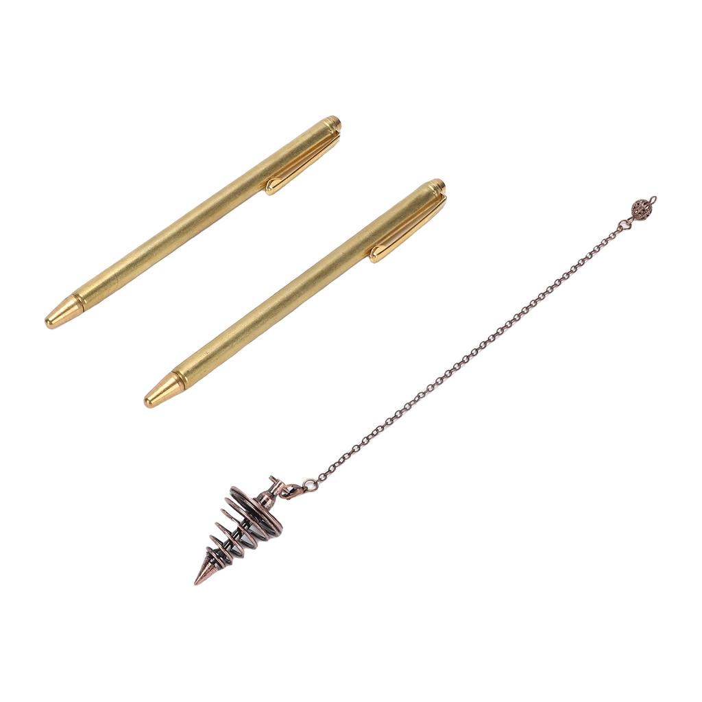 2PCS Retractable Dowsing Rods Copper Handle Telescopic Pole with 1 Pendulum Pendant and 1 Chain