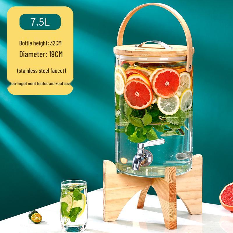Large Capacity Glass Beverage Dispenser with Faucet for Cold Drinks and Fruit Tea