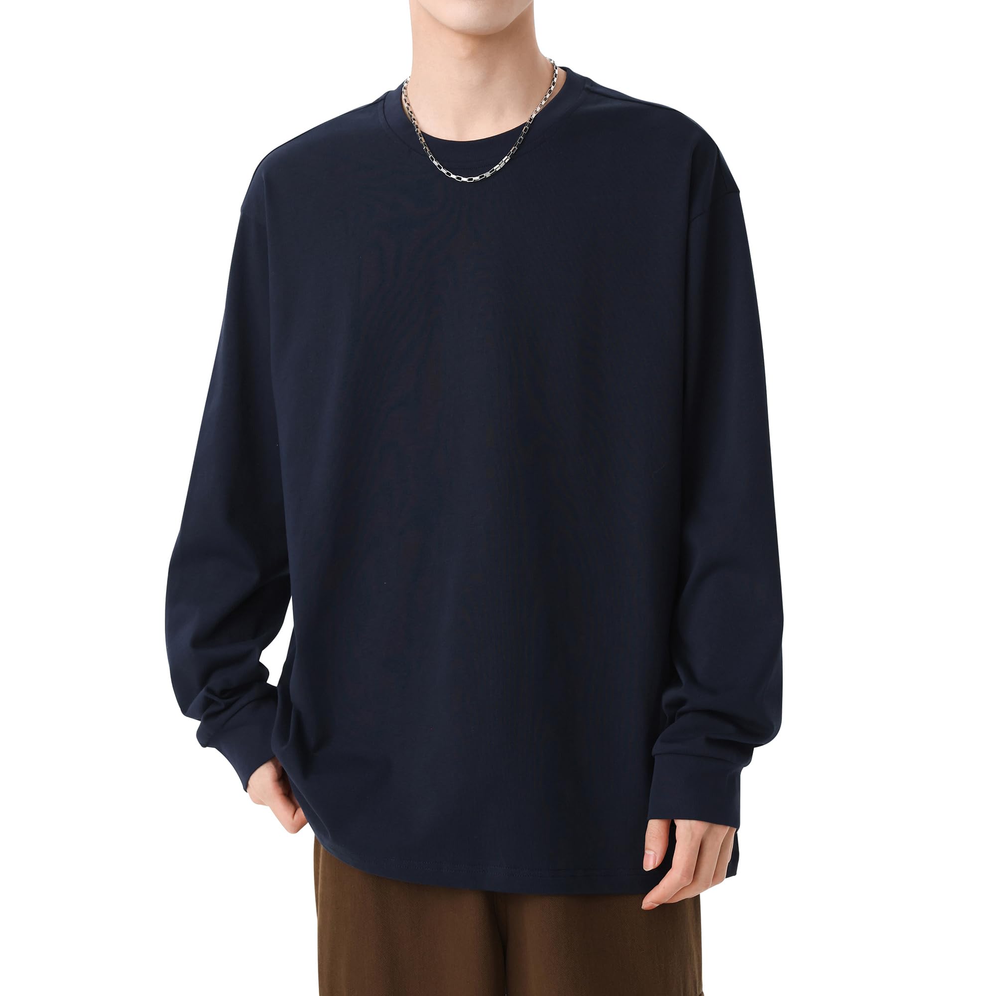 

Easykode Long Sleeve Autumn Solid Long Sleeve Easy Relaxed Perfect for Everyday Casual All Size 2XL Men s T-Shirt, Clothing, Color, Moisture-Wicking,