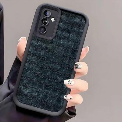 Schwarze Kaschmir Winter Handyhülle für iPhone 16/17 Pro Max und Samsung S25 Ultra