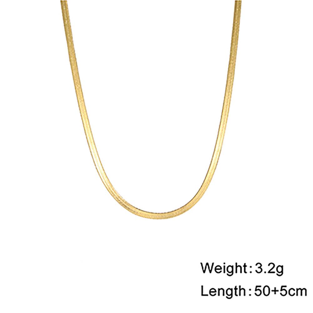 Simple Snake Chain Gold Necklace Unisex Fashion Jewelry Popular Collarbone Chain