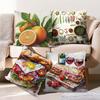 Kitchen & Food Theme Throw Pillow Covers, Watercolor Orange Spice Sandwich Wine Print Cushion Cases Rustic Food Lover Home Decor