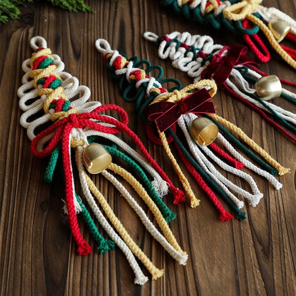 Handmade Christmas Decor Pendant Colorful Christmas Decorations Cotton Rope Bells Pendant for Home