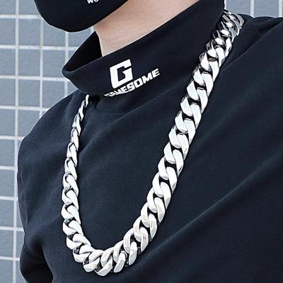 Hip Hop 25MM Breite Kubanische Kettenhalskette für Männer Schwer Solide Polierte Edelstahl Choker Ketten Für Mann Schmuckzubehör