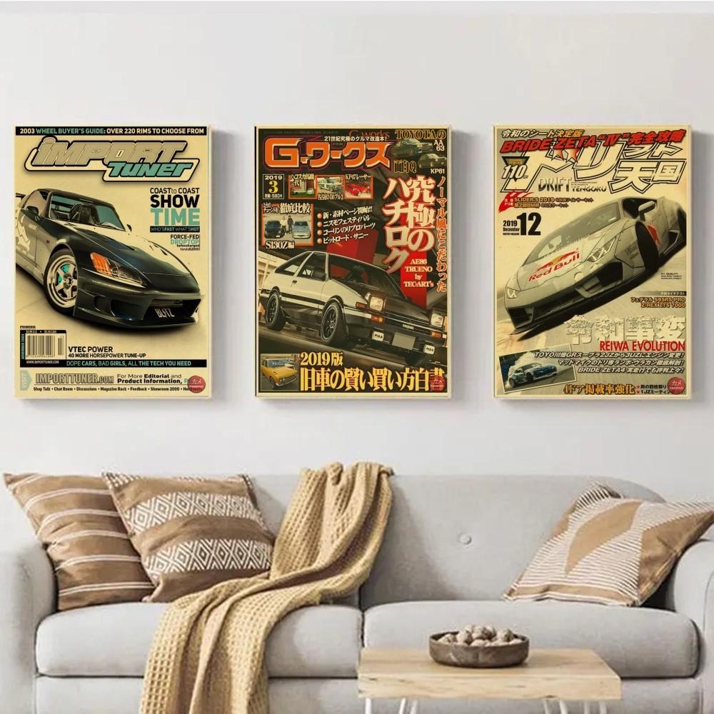 JDM Car Japan Retrofit Racing Retro 90s Poster Wall Chart Prints Posters Home Living Bed Room Decor Frameless Wall Painting Post