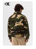11KN Unisex Retro Camouflage Military Workwear Jacket: Slimming, Short, Wide Shoulder, Loose Fit Streetwear.