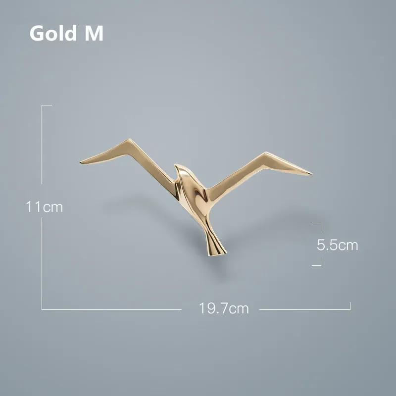 Luxury Pure Copper Seagull Statue Wall Hanging Metal Bird Sculpture Ornament Retro Office Cafe Wall Decoration Home Decor Gift