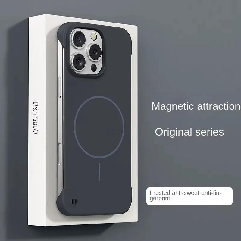 

Надтонкі Жорсткі Матові Безрамкові Чохли з Полікарбонату Для iPhone 17 16 15 14 13 12 Pro Max Plus Для Magsafe Магнітний Ударостійкий Чохол For iphone 12 темно-сірий
