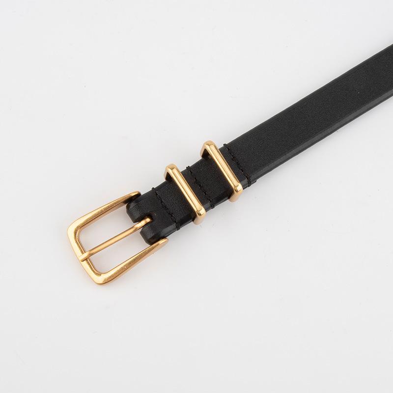 Square Pin Buckle Thin Belt for Female Students Versatile Jeans Simple Decoration High-end Cowhide Thin Belt for Women