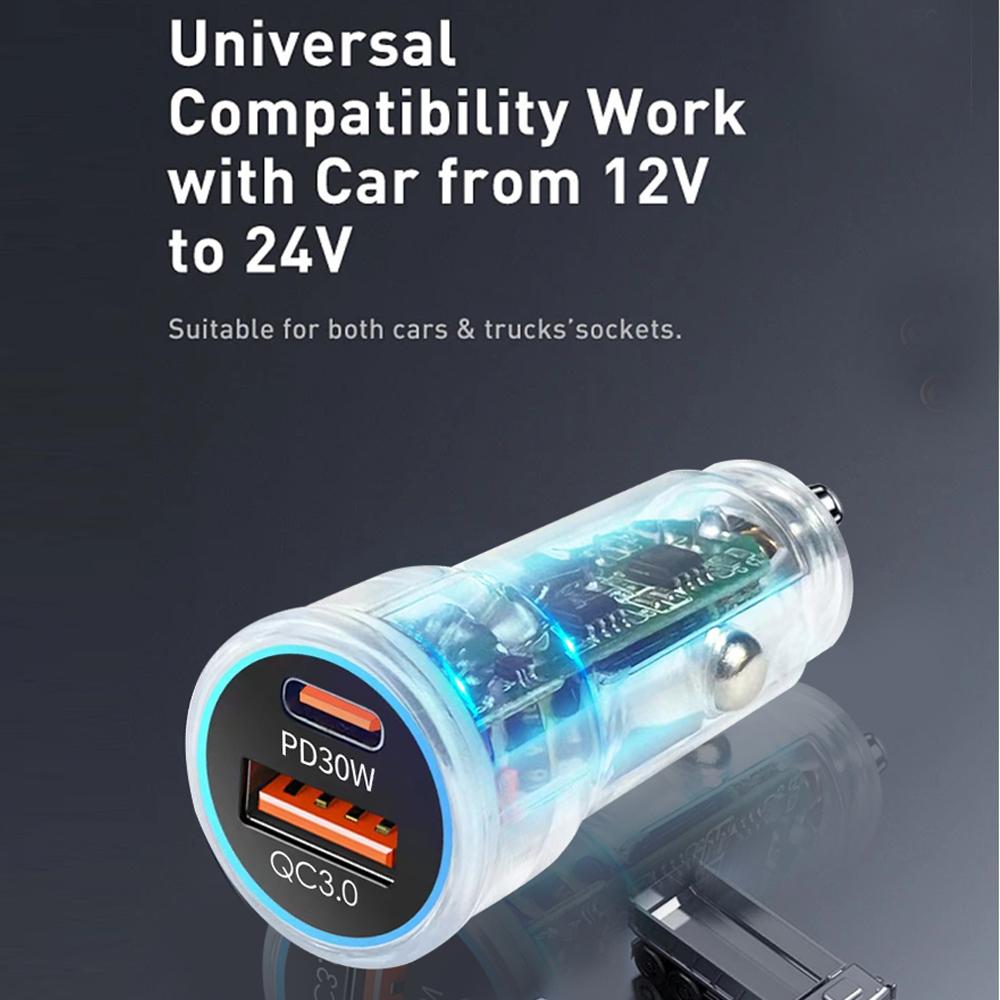 48W Car Charger Dual USB QC3.0 Fast Charging for IPhone Samsung Xiaomi PD Charging Adapter with Digital Display Car Accessories