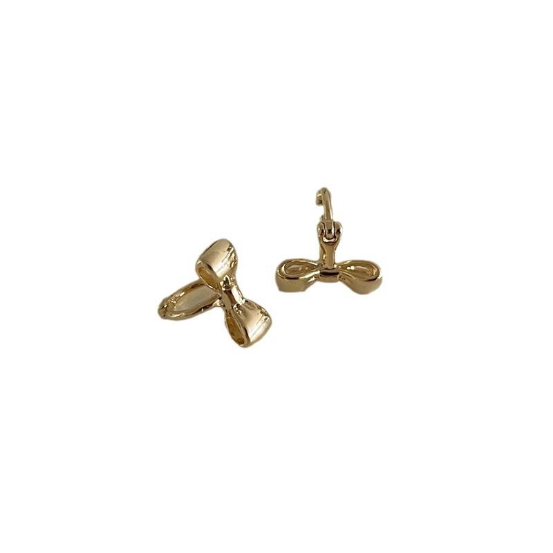 Small Glossy Bow Metal Ear Buckle Female Simple Sweet Fresh Cute Fashion Personality Versatile Earrings