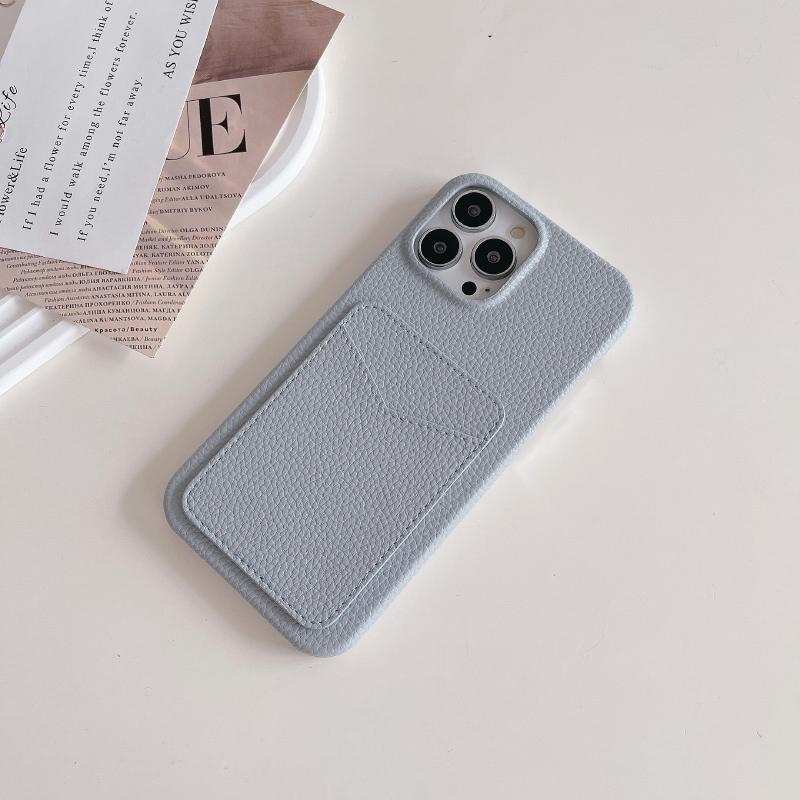 Luxury Solid Color Wallet Card Slot Hard PC Shockproof Phone Case For iPhone 16 Pro Max 14 11 12 13 15 Pro Max Bumper Back Cover
