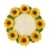 Crochet Flower Coasters Handmade Vintage Bouquet Knitted Rose Flower Decorative Coasters Anti-scald Table Mats Without Flower Pot