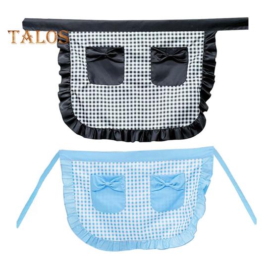 Kitchen Apron with Double Pockets Ruffle Trimmed Half Apron Adjustable Ties Western Pastry Work Clothes Apron