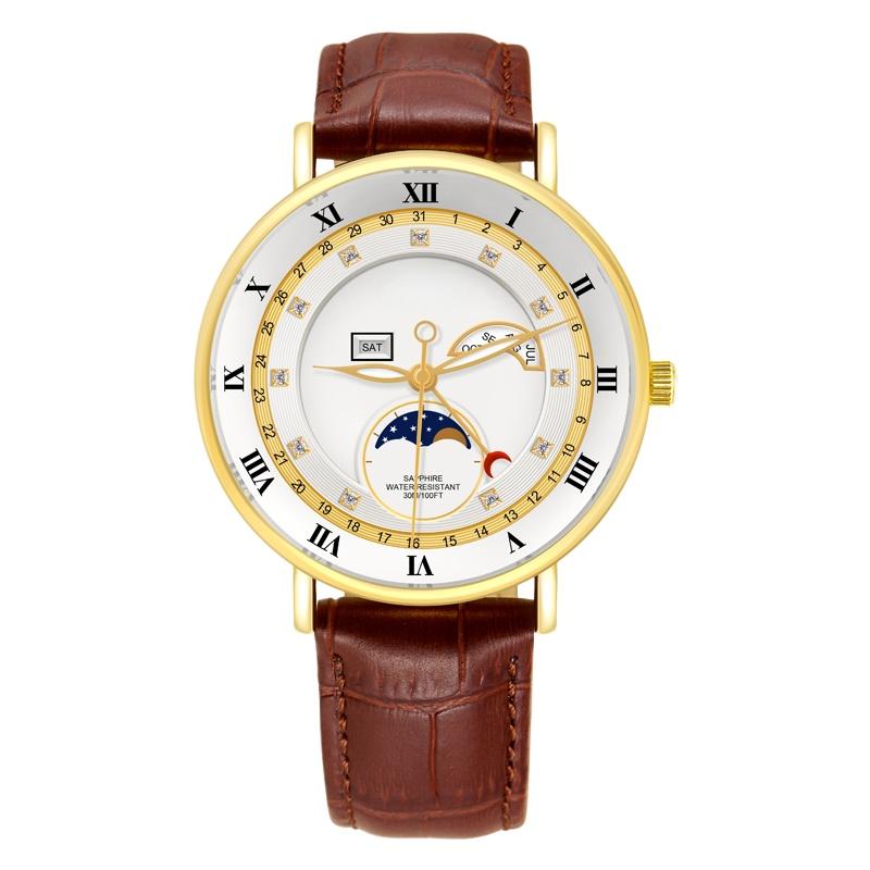 Custom Logo Private Label Watch Men Waterproof Chronograph Wrist Watch Luxury Quartz Sports Moon Phase Business Watches