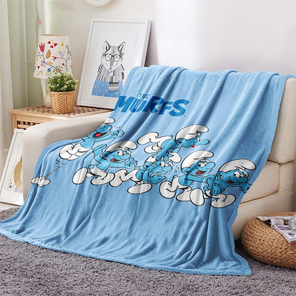 The Smurfs Flannel Blanket, High quality Comfortable for All Seasons, Home Decor, Warmth and Comfort