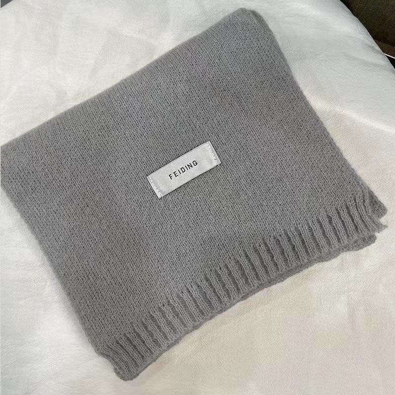 Rainbow color autumn and winter new scarf women's winter outer warm Korean version versatile solid color knitted neck scarf