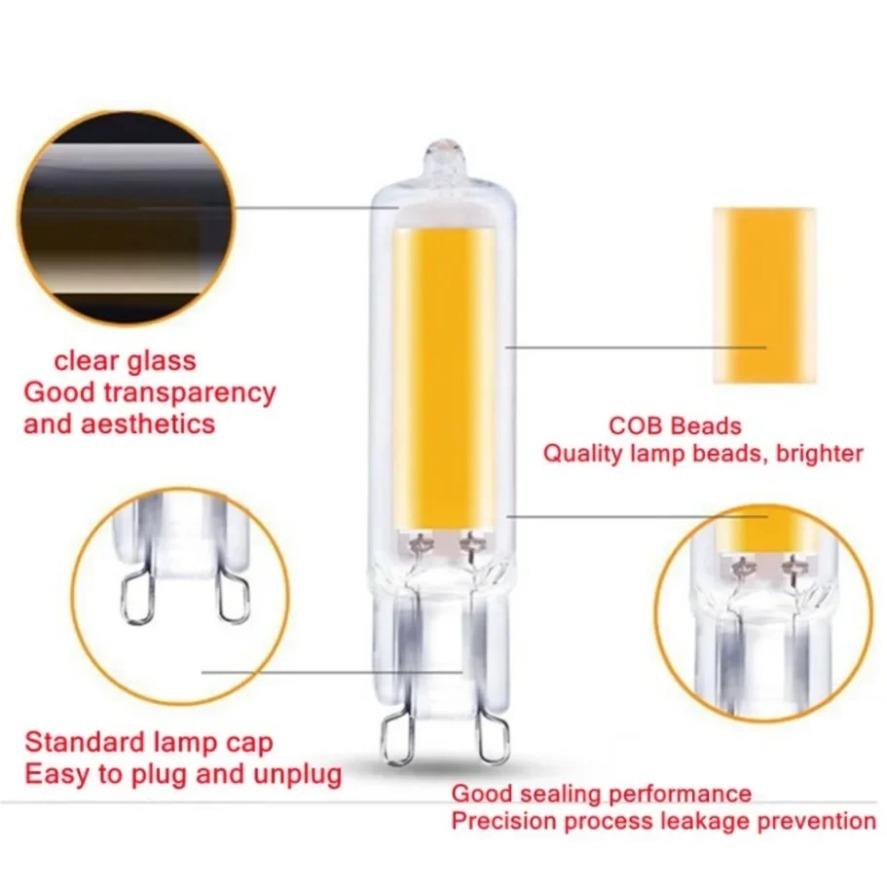 Super Bright G9 LED Light Bulb 7W 9W 12W15W AC 110V/220V Glass Lamp Constant Power Light LED Lighting G9 COB Bulbs Lighting