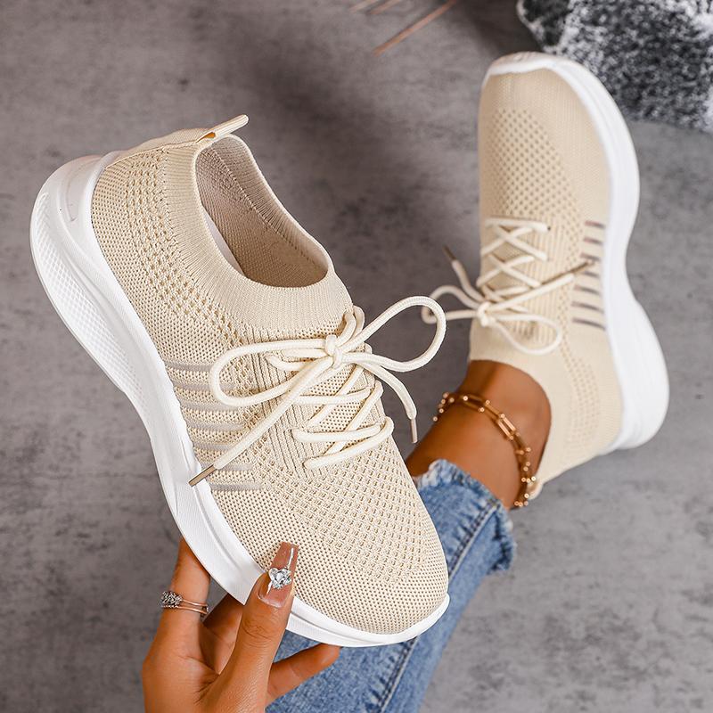 Fashion Breathable Knit Platform Sneakers for Women Lightweight Non Slip Running Shoes Woman Comfortable Soft Sole Slip On Sports Shoes