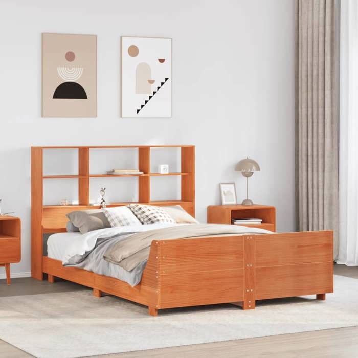 VidaXL Cadre de lit sans matelas cire marron 160x200cm bois pin massif 3323685