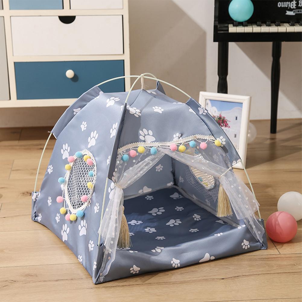 Pet Princess Style Tent With Breathable Windows Door Detachable Washable Kennel Shelter House For Dogs Cats