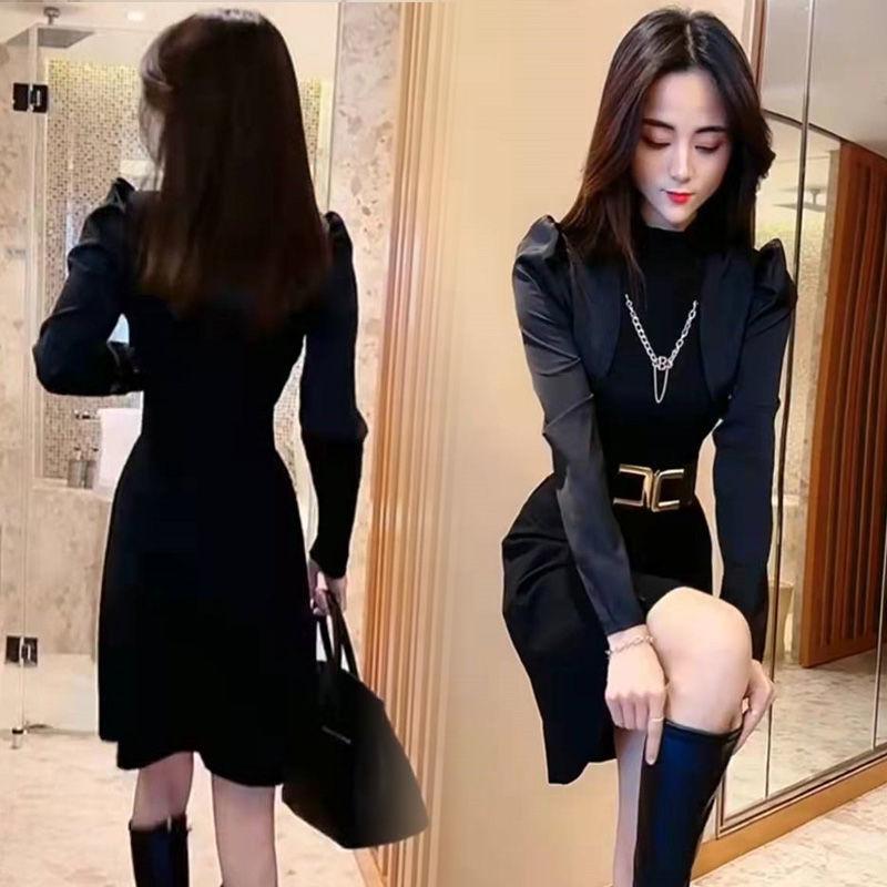 

Chic Design Slimming Color Block Petite Dress - Autumn 2025 3XL (150-165 jin) чёрный