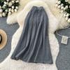 Autumn Winter Women Casual Twist Knitted Elastic High Waist Long Midi Skirt
