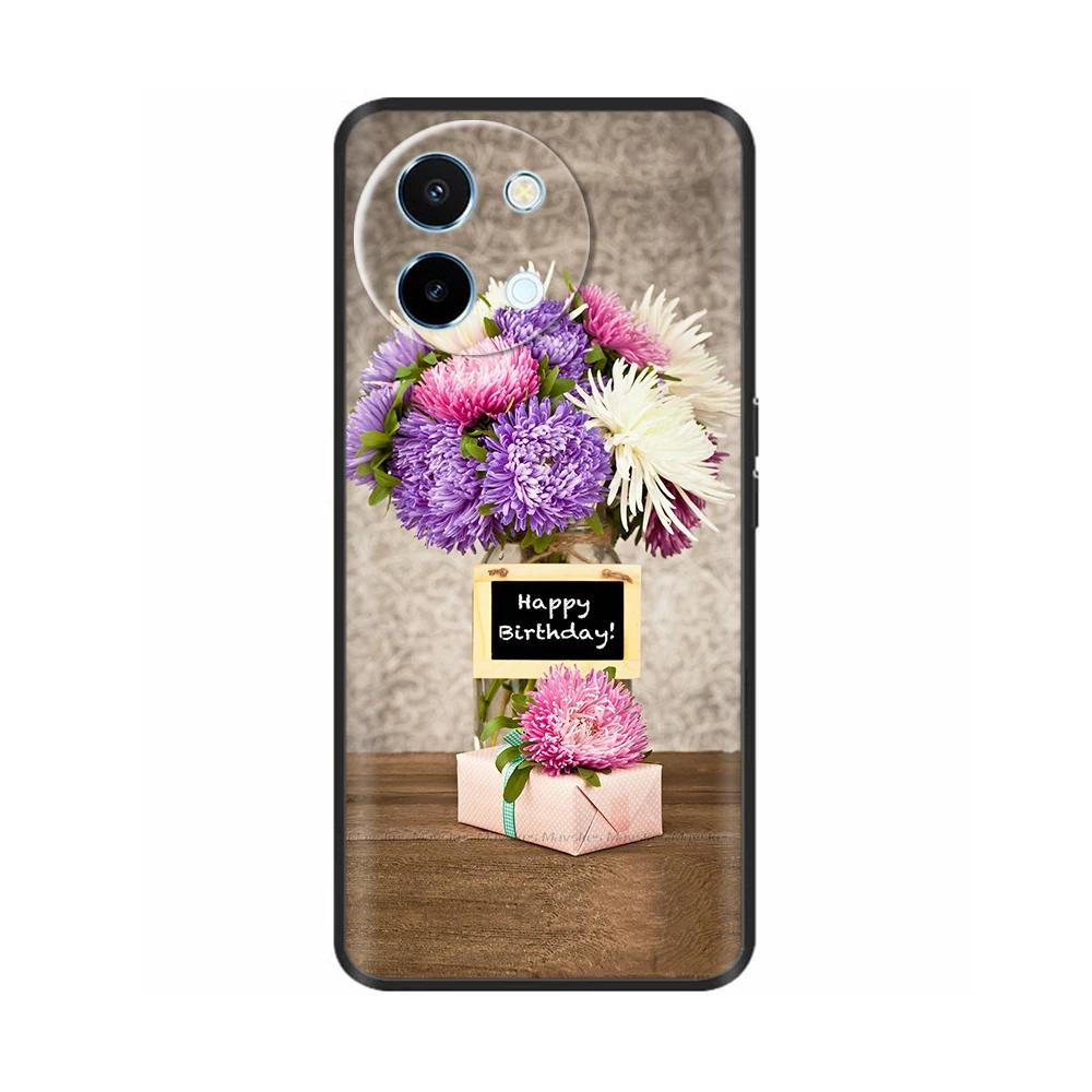 For Vivo Y38 5G Phone Case Cute Fashion Heart Flowers Cases For Vivo Y18 Soft Silicone Bumper Cover For Vivo Y18E Fundas Shells