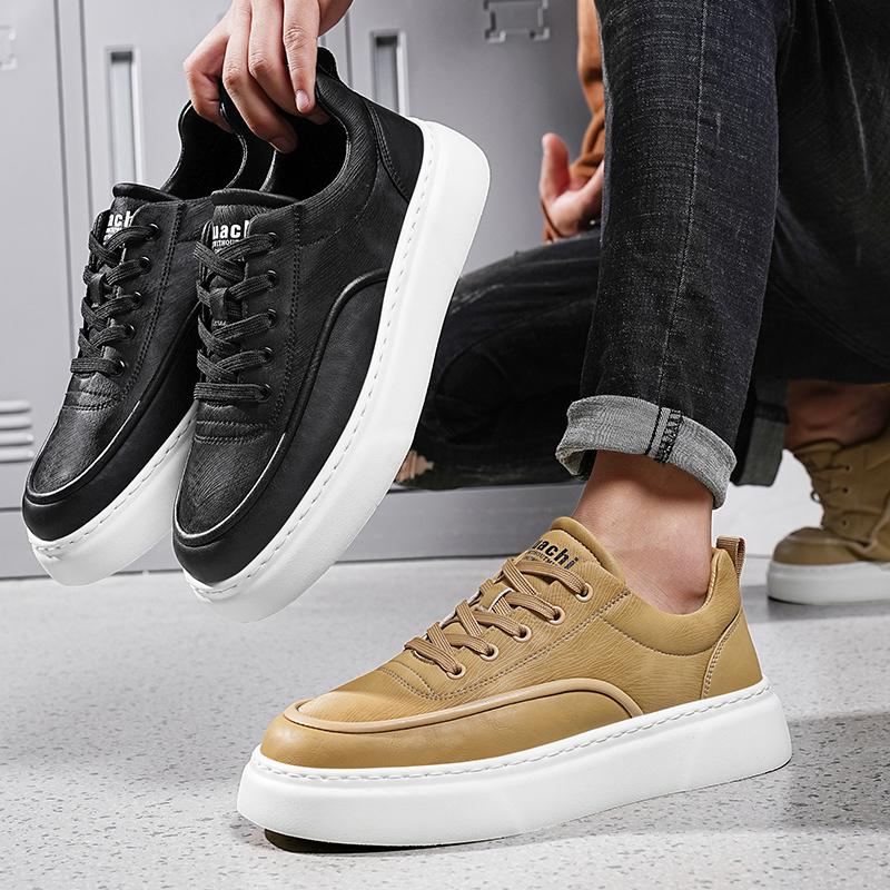 Mens Shoes Lace Up Flats Casual Platform Leather Fashion Sneakers Outdoor Driving Tennis Luxury Trainers Leather Shoes Men