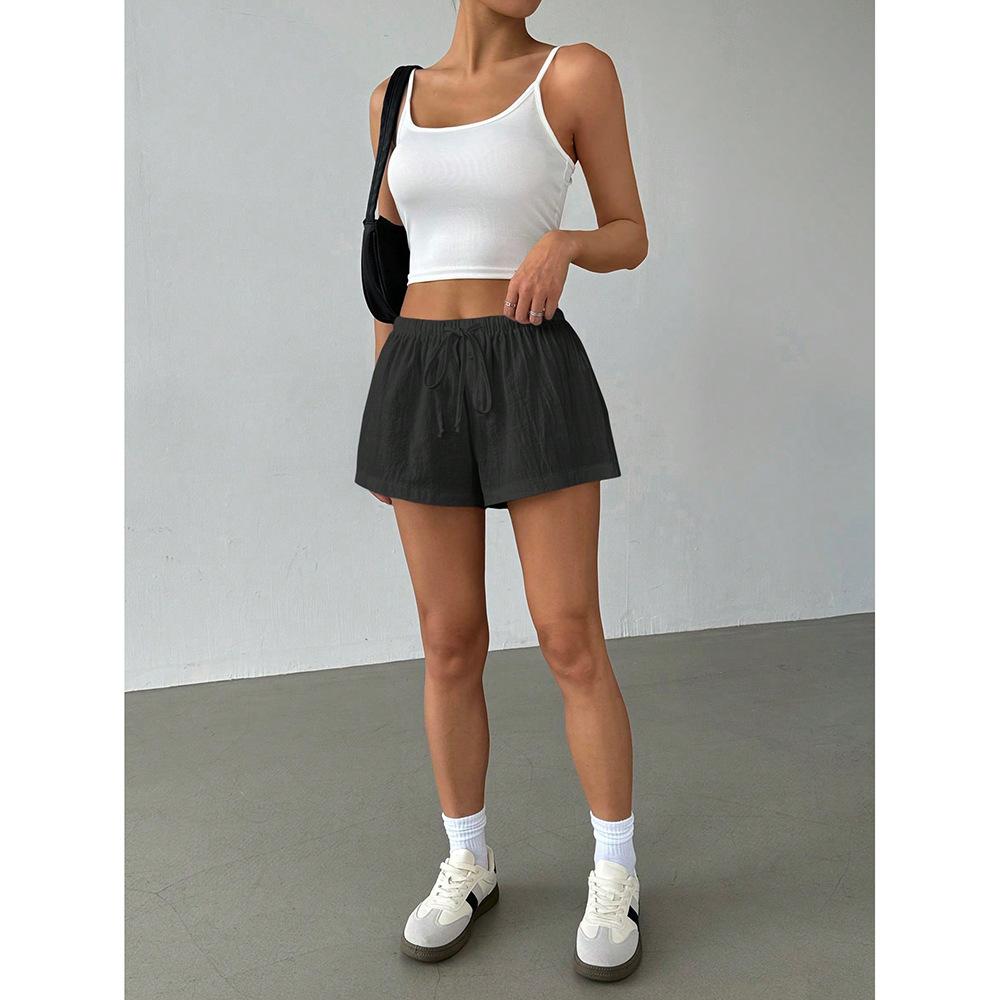 Casual Shorts voor Dames Nieuwe Zomer Koord Effen Kleur Shorts Veelzijdig One size gray