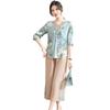 2026 Summer Chiffon Top Set for Stylish Middle-Aged and Elderly Mothers (Short/Mid-Sleeve)