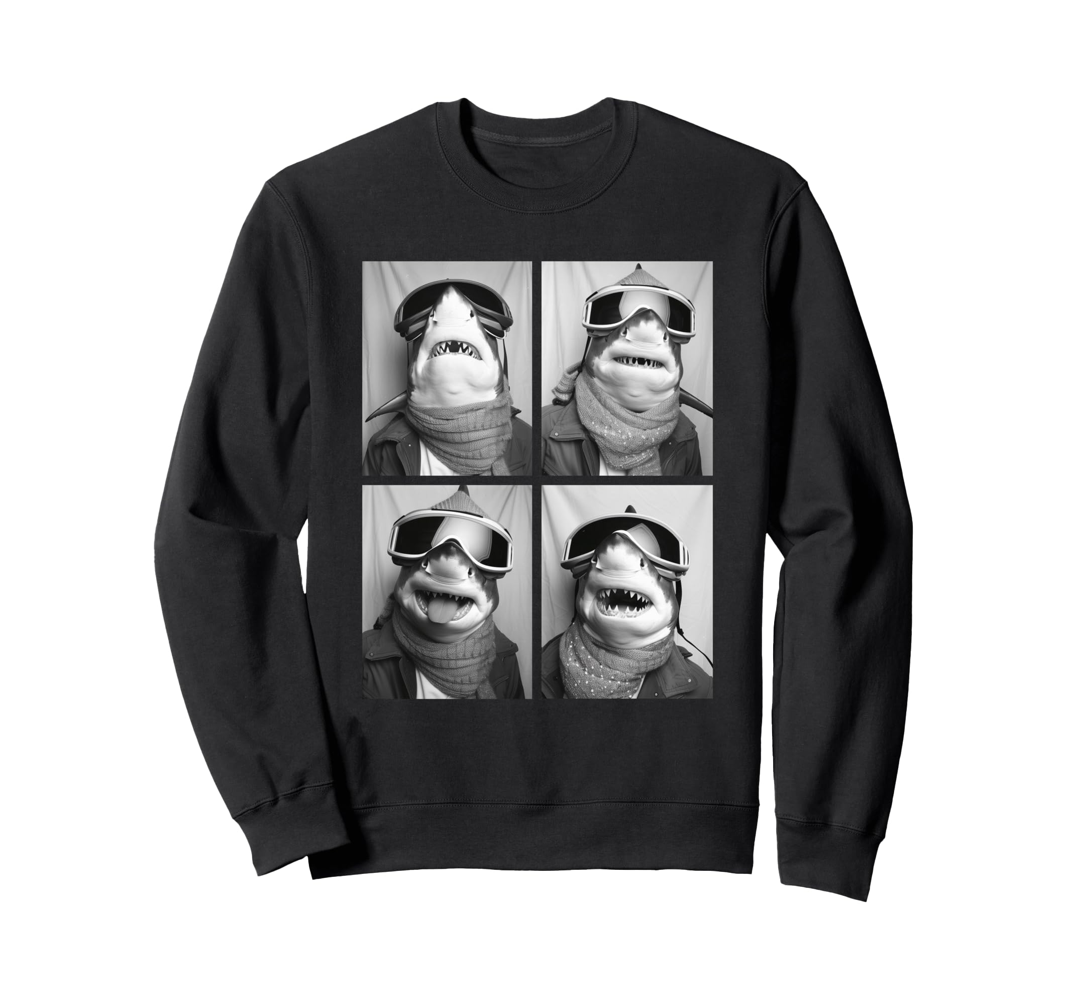 

Cute Shark Snow Funny Marine Animal Winter Sweatshirt Goggles, чёрный