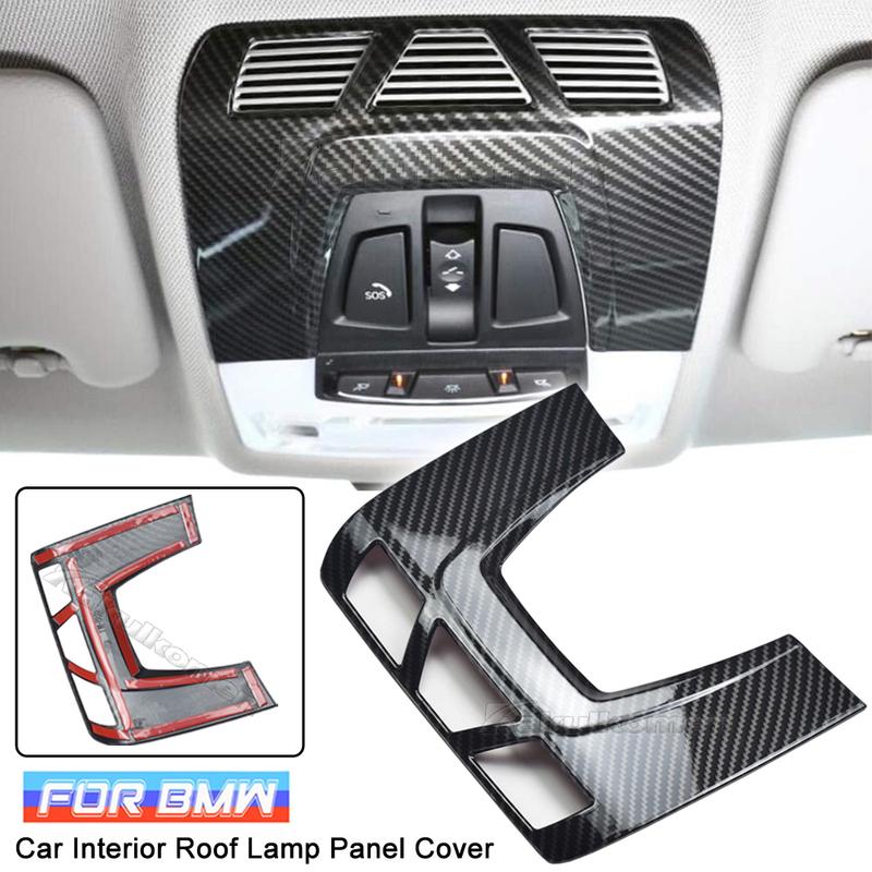 Carbon fibre Car Interior Front Reading Light Roof Lamp Panel Trim Cover For BMW 1 2 3 4 Series X1 X2 X5 X6 F20 F22 F45 F30 F15