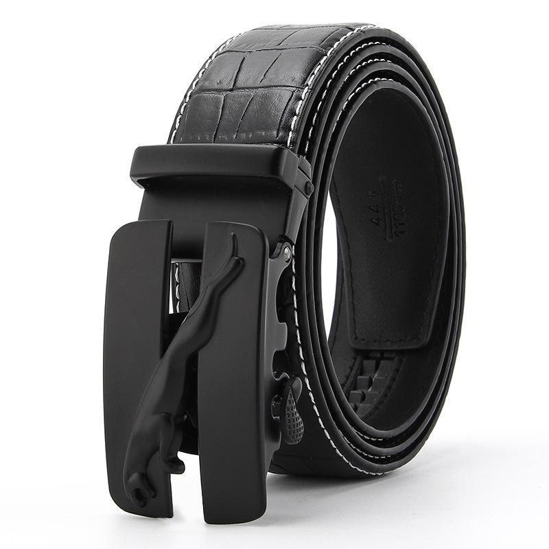 

Новый ремень из двухслойной коровьей кожи с тиснением под крокодила, мужской ремень с автоматической пряжкой из натуральной коровьей кожи, деловой повседневный ремень 110-130cm