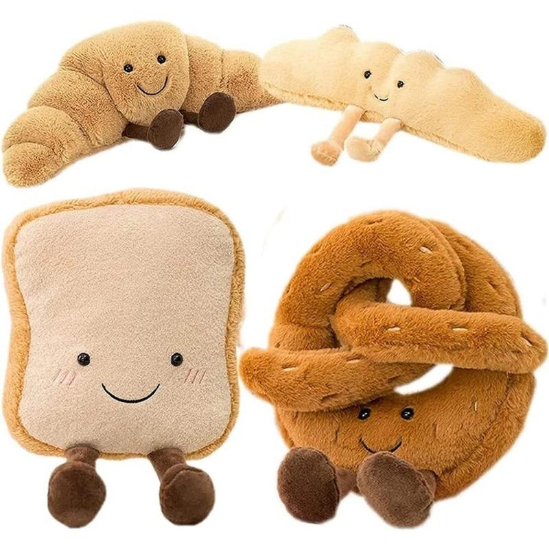 9" Croissant Plush Toy Cute Croissant Bread Pillow Stuffed Animals Funny Soft Food Plushies Toy (Pretzel)